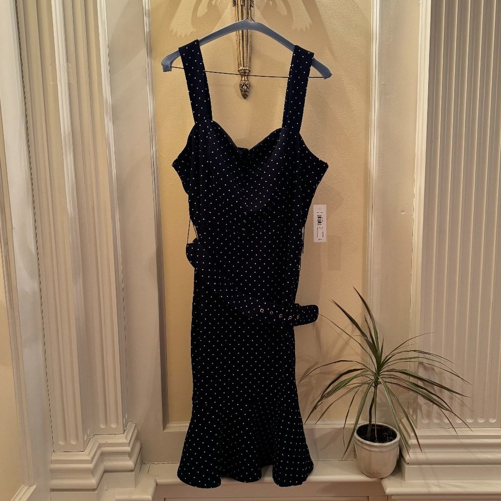 Premier Amour Navy Blue Polka Dot Dress
